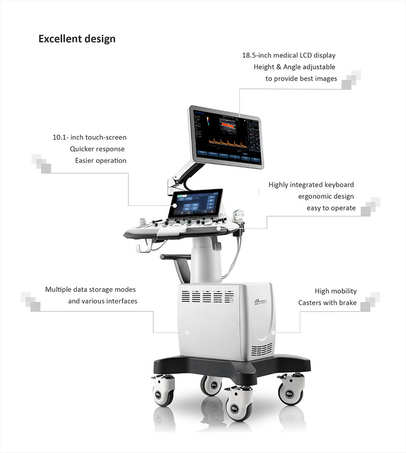 Friendly designs of ES2110V digital veterinary color Doppler ultrasound system